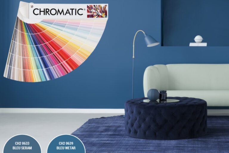nuancier chromatic avec palette de couleur bleu pour un salon