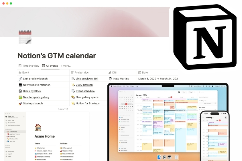 outil Notion et Notion Calendar